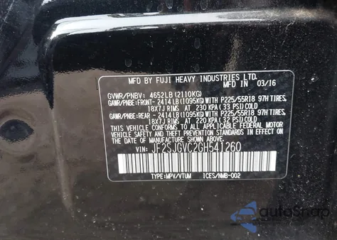 2016 Subaru Forester 2.0Xt Touring from USA, damaged, VIN JF2SJGVC2GH541260